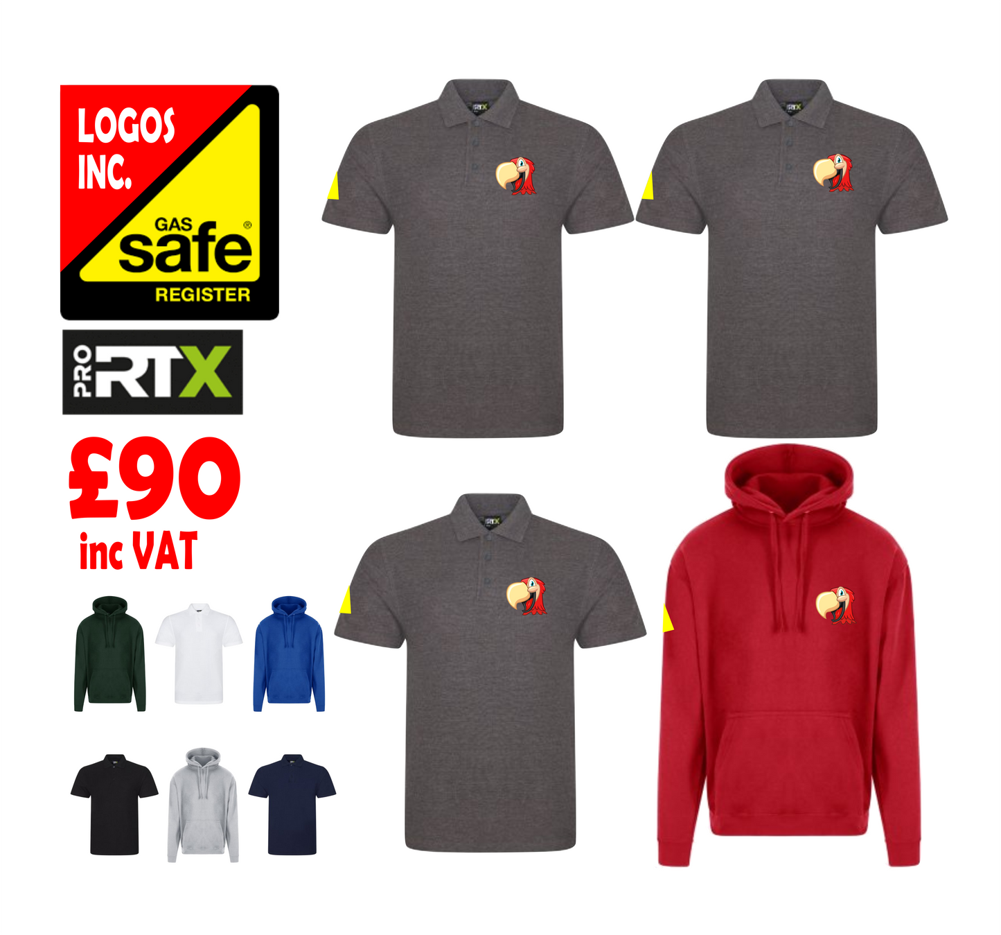 Gas Safe 1 Hoodie and 3 Polo-Shirts - Embroidered