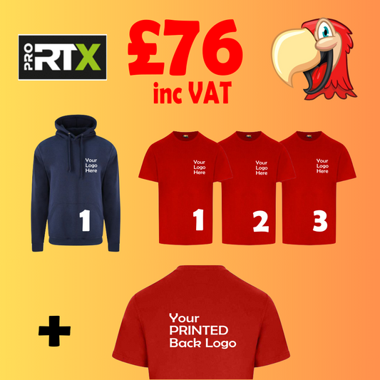 1 Hoodie 3 T-Shirts - Embroidery & Print