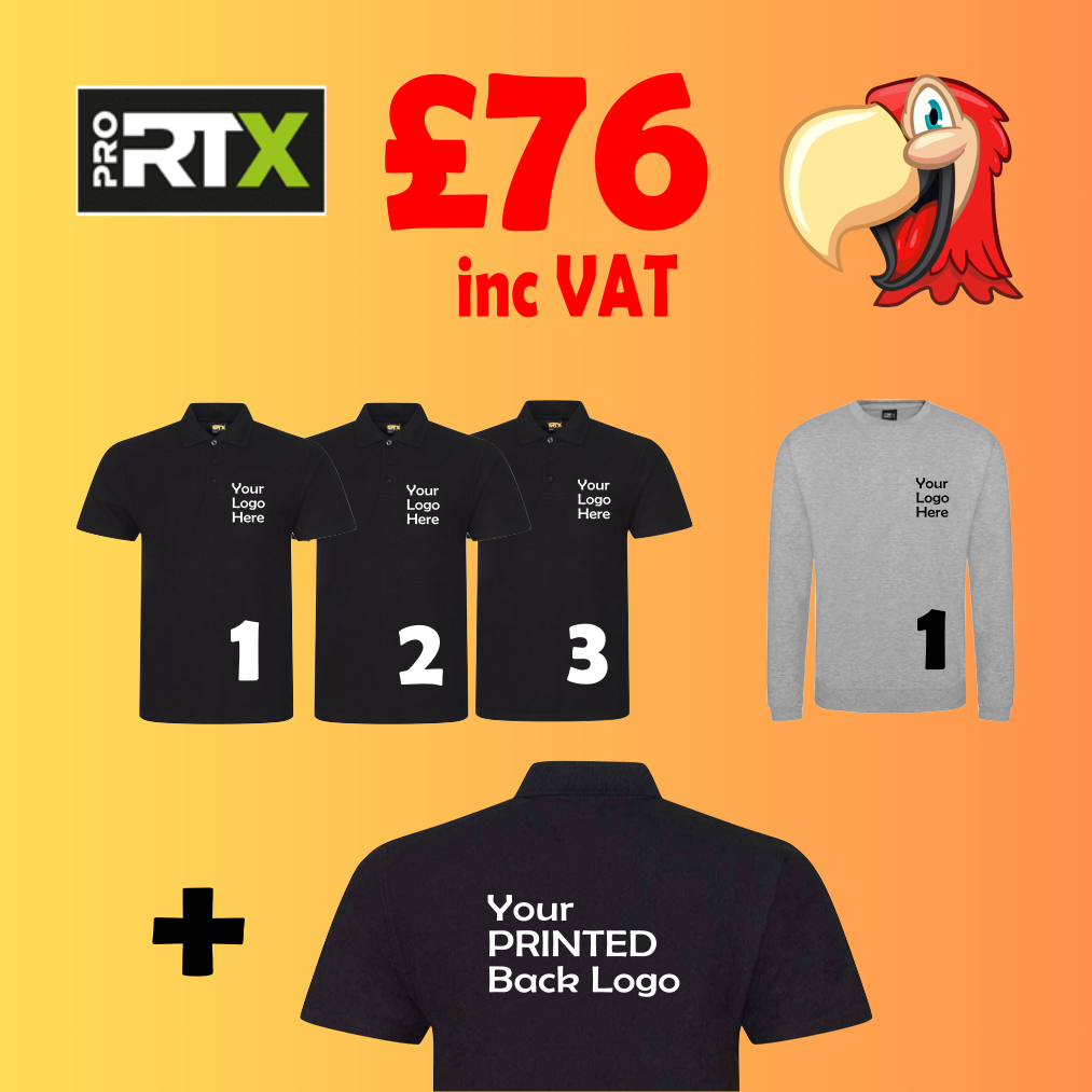 1 Sweatshirt 3 Polo-Shirts - Embroidery & Print