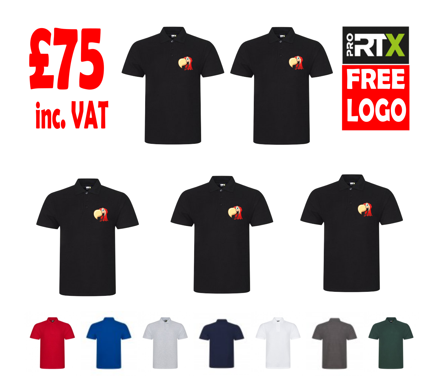 5 Polo-Shirts - Embroidered