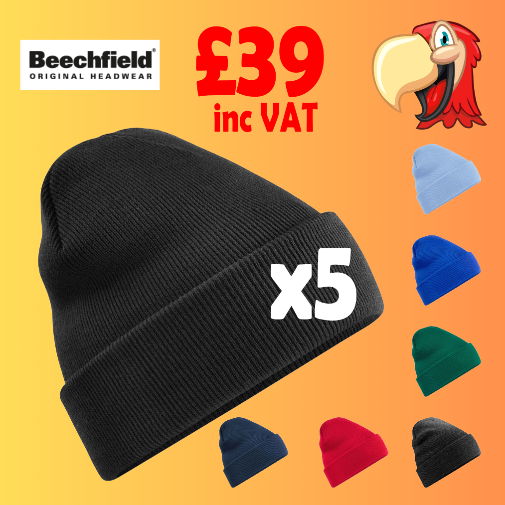 5 Beanie Hats - Embroidered