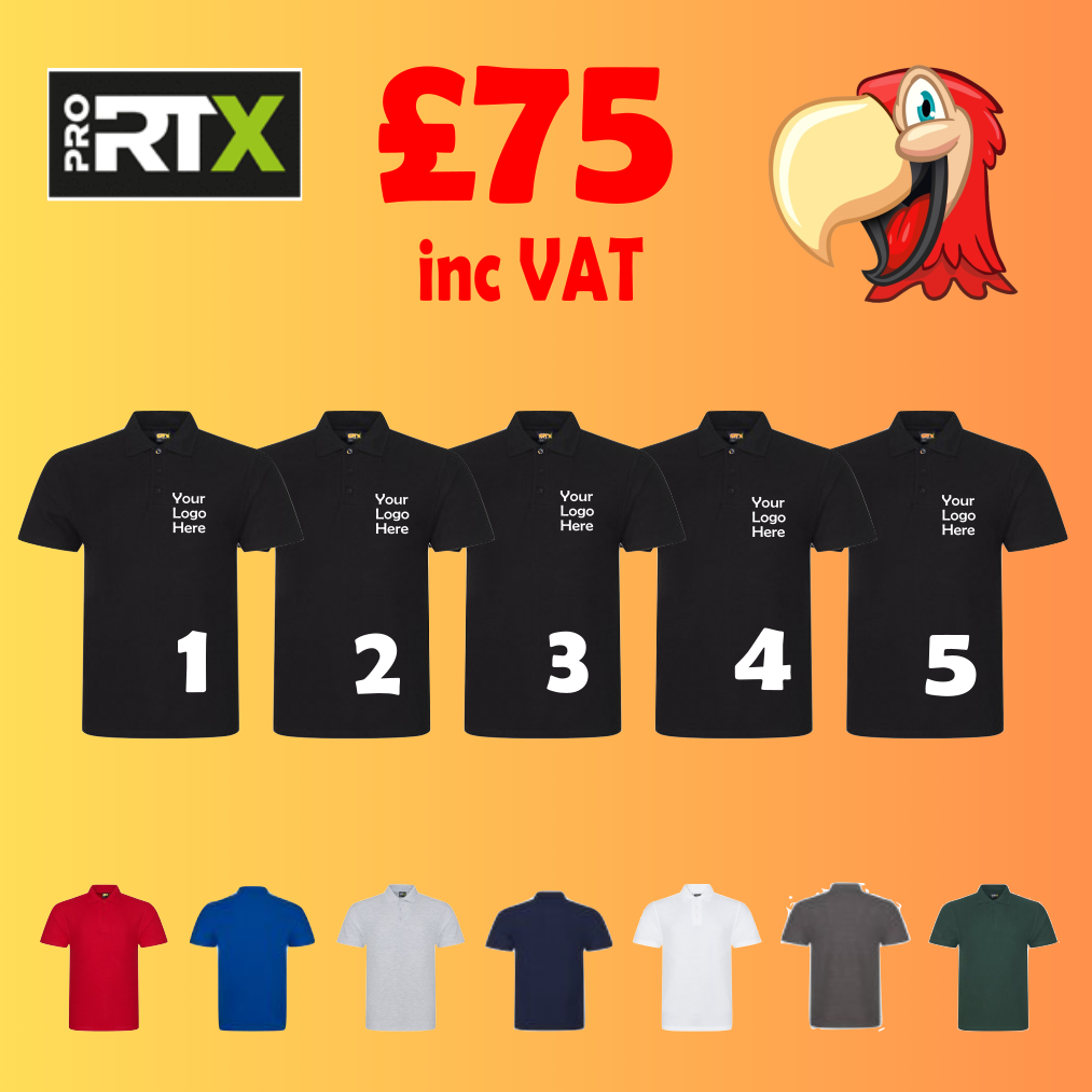 5 Polo-Shirts - Embroidered