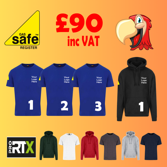 Gas Safe 1 Hoodie and 3 T-Shirts - Embroidered