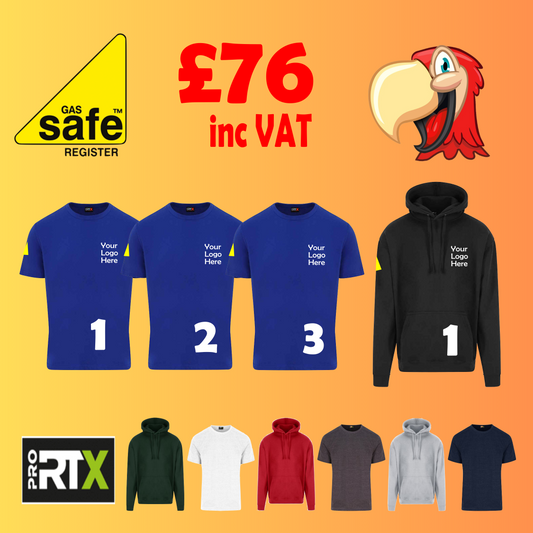 Gas Safe 1 Hoodie and 3 T-Shirts - Embroidered