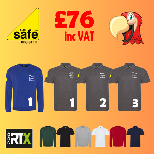 Gas Safe 1 Sweatshirt and 3 Polo-Shirts - Embroidered