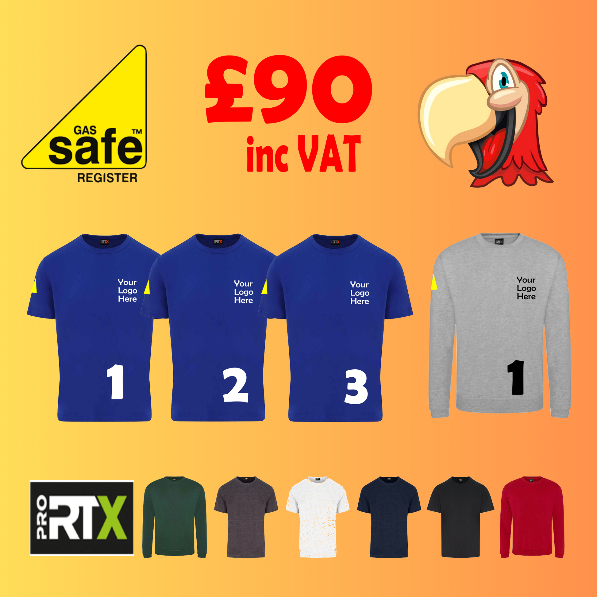 Gas Safe 1 Sweatshirt and 3 T-Shirts - Embroidered