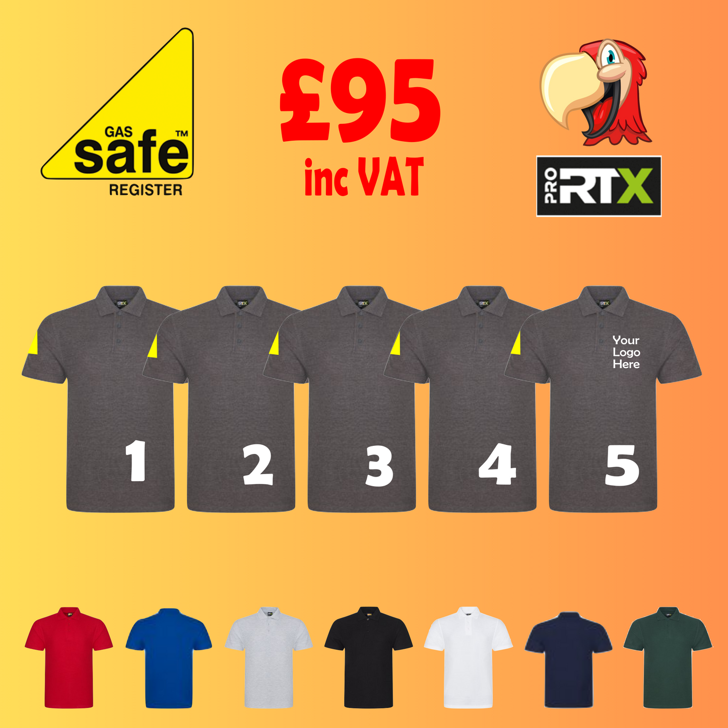 Gas Safe 5 Polo-Shirts - Embroidered
