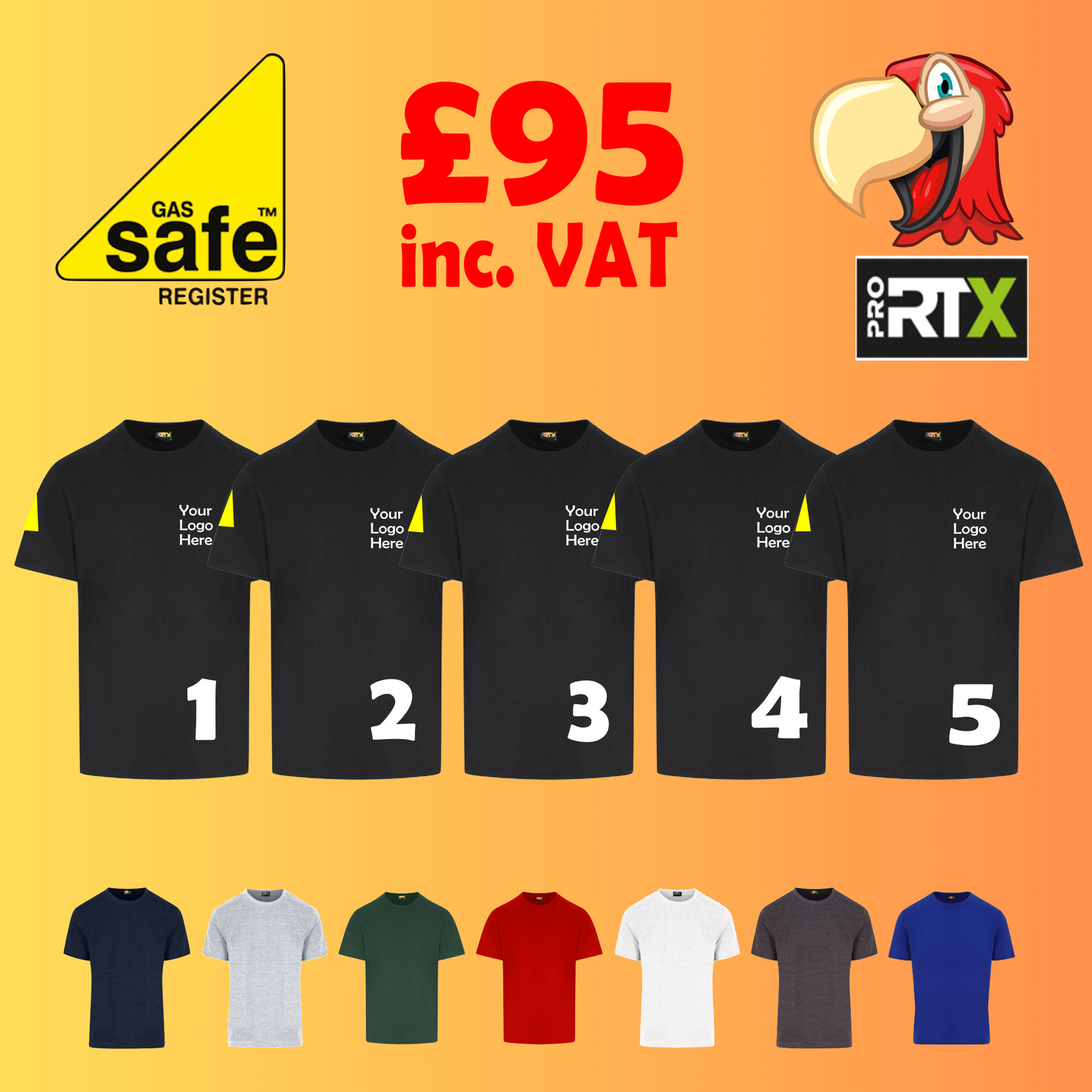 Gas Safe 5 T-Shirts - Embroidered