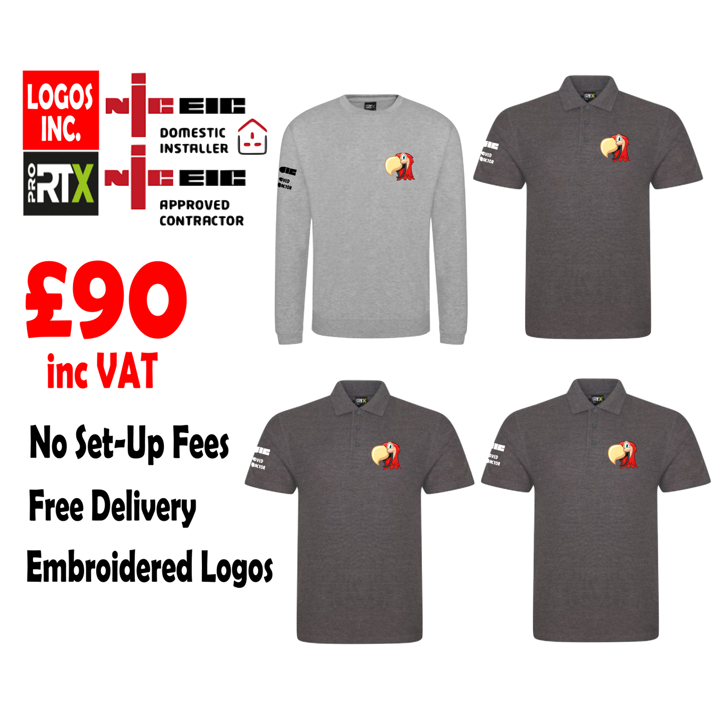 NICEIC 1 Sweatshirt and 3 Polo-Shirts - Embroidered